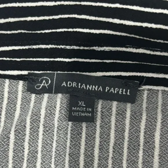 Adrianna‎ Papell Black White Stripes Blouse Top Women's Size XL - Picture 6 of 10